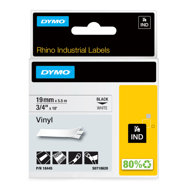 Rhino 18445 Vinyl 19mm black on white