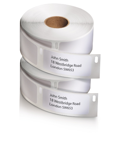 Example of a Dymo 99010 address label printed with 3 lines of text. Example of a Dymo 99010 address label printed with 3 lines of text.
