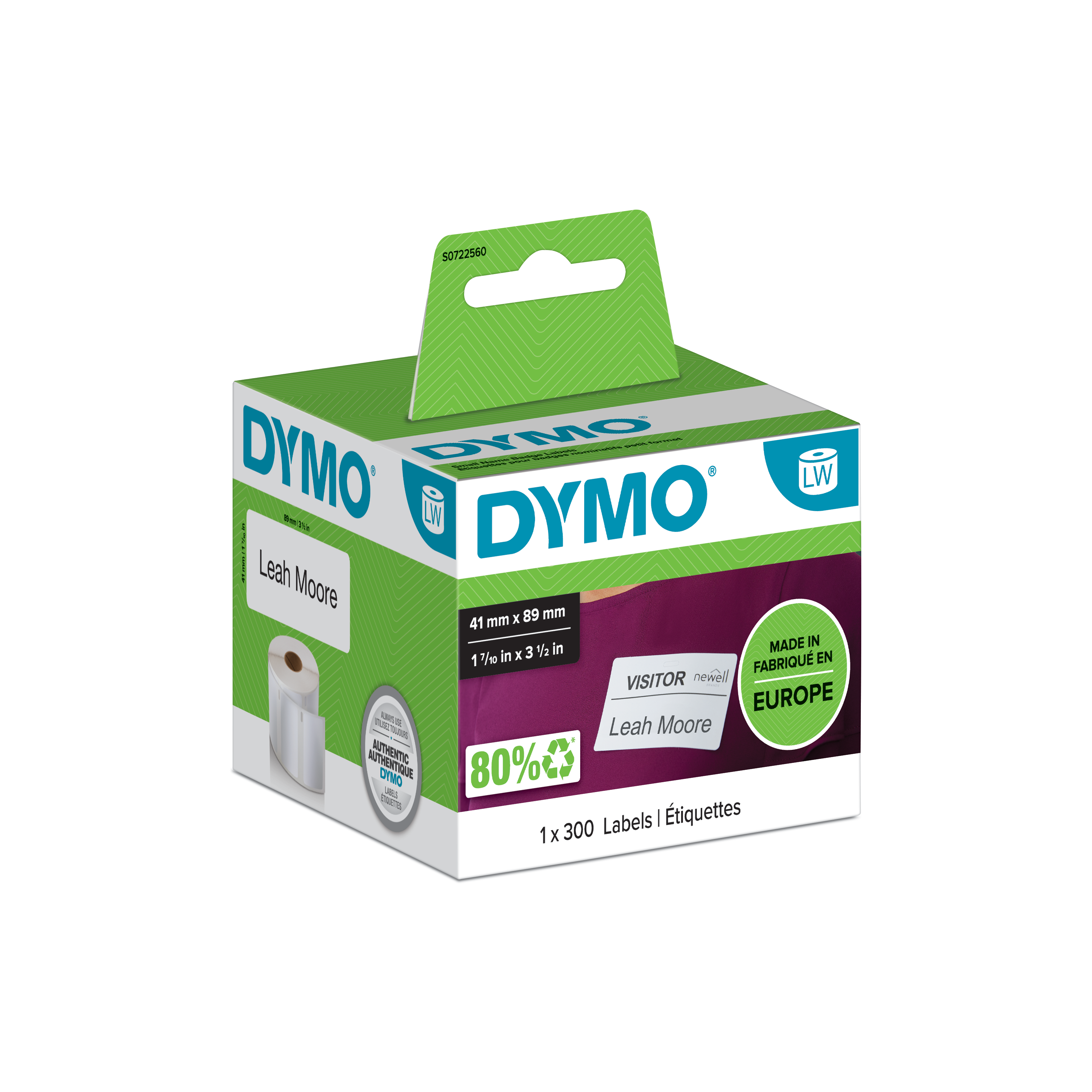 Dymo 11356 Removable Small Name Badge 41x89 mm