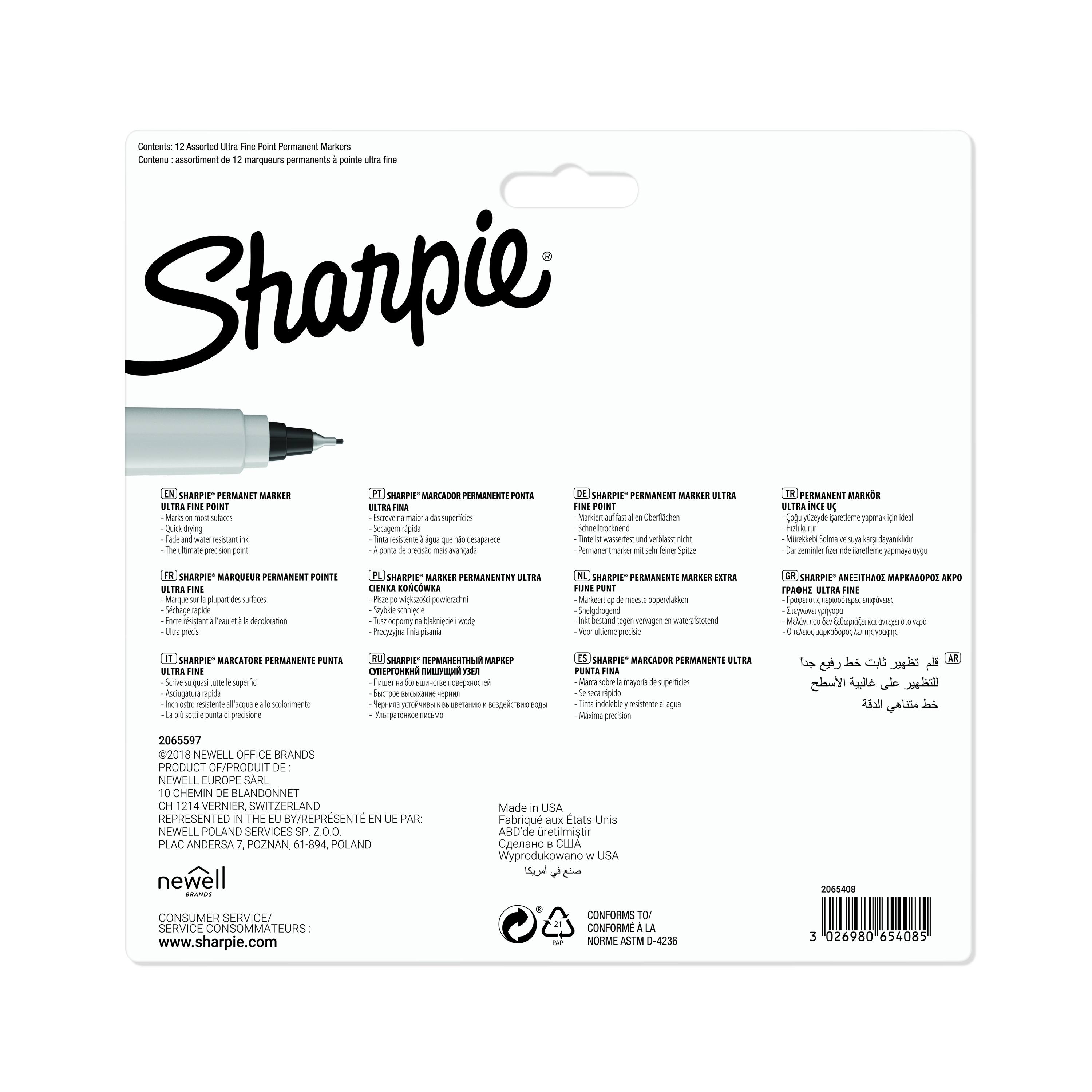 Sharpie Felt-tip pen round 0.5mm 12 pieces assorted