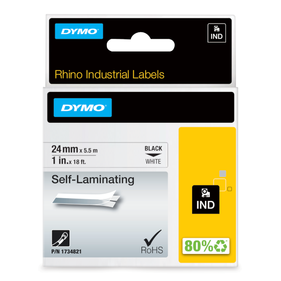 Dymo 1734821 RHINO Self Laminating tape 24mm packaging Dymo 1734821 RHINO Self Laminating tape 24mm packaging