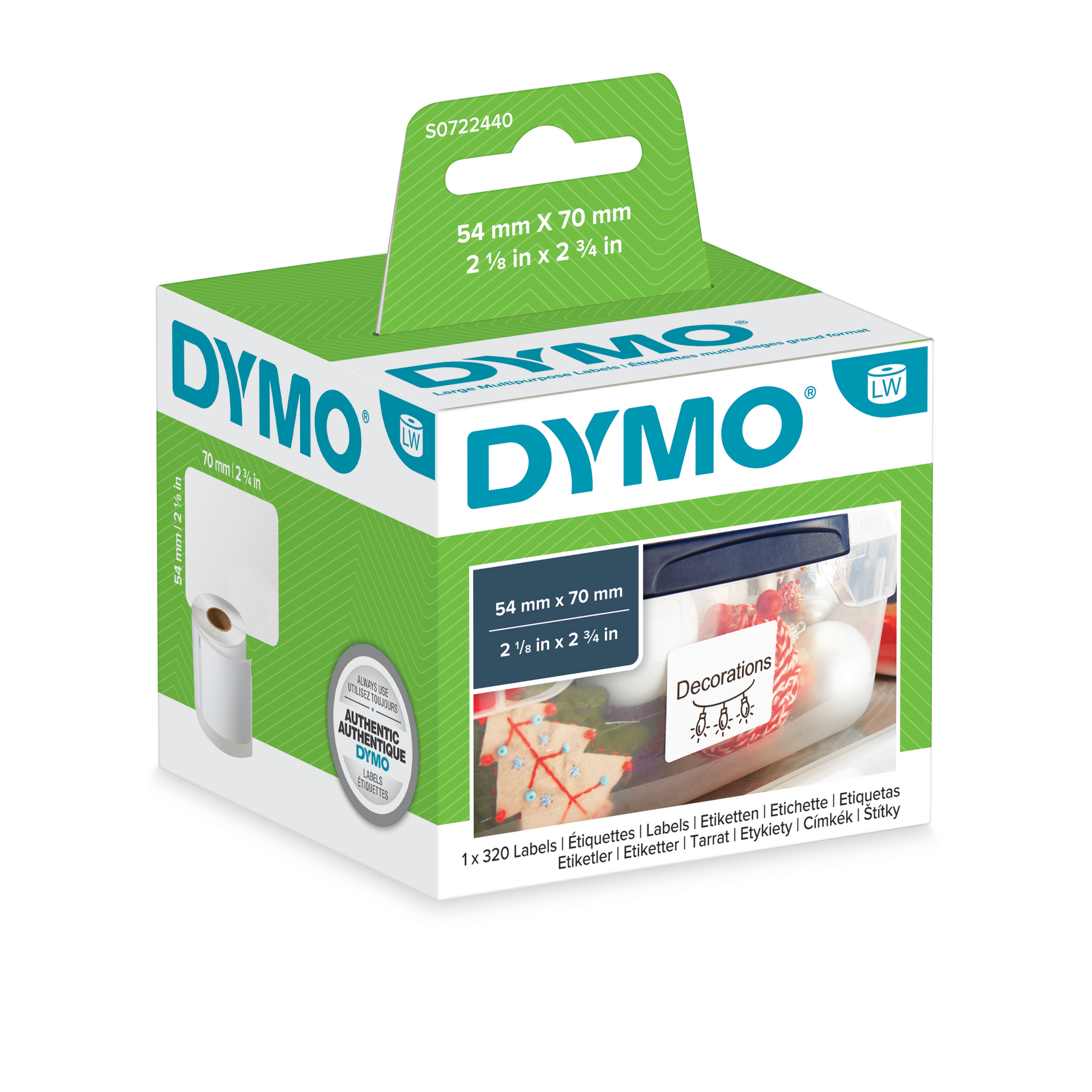 Dymo 99015 Large Multifunctional labels, 54x70 mm