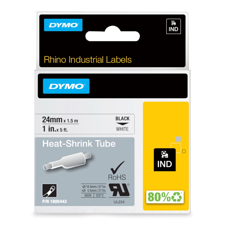 Rhino 1805443 Heat shrink tubing 24mm black on white