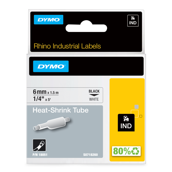 Rhino 18051 Heat shrink tubing 6mm black on white