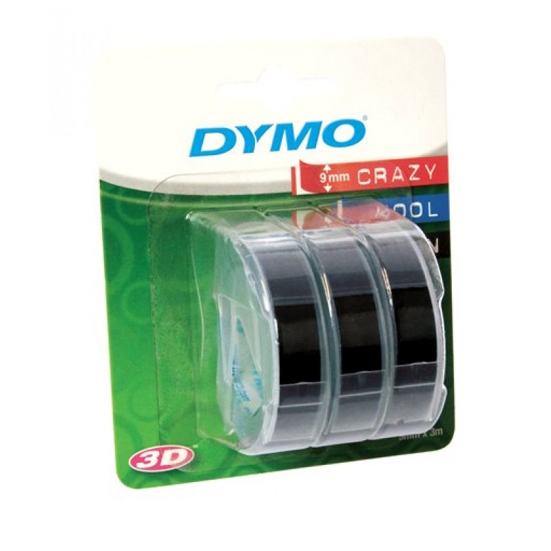 Dymo 3D relief tapes, set of 3 rolls of black tape Dymo 3D relief tapes, set of 3 rolls of black tape
