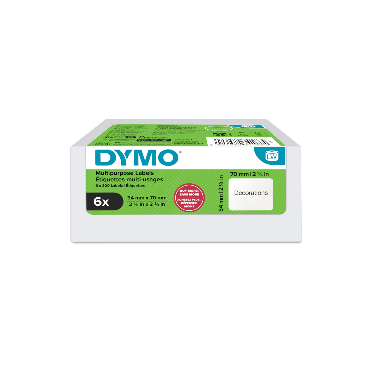 Dymo 2234188 valuepack 6x LabelWriter etiket 54 x 70mm