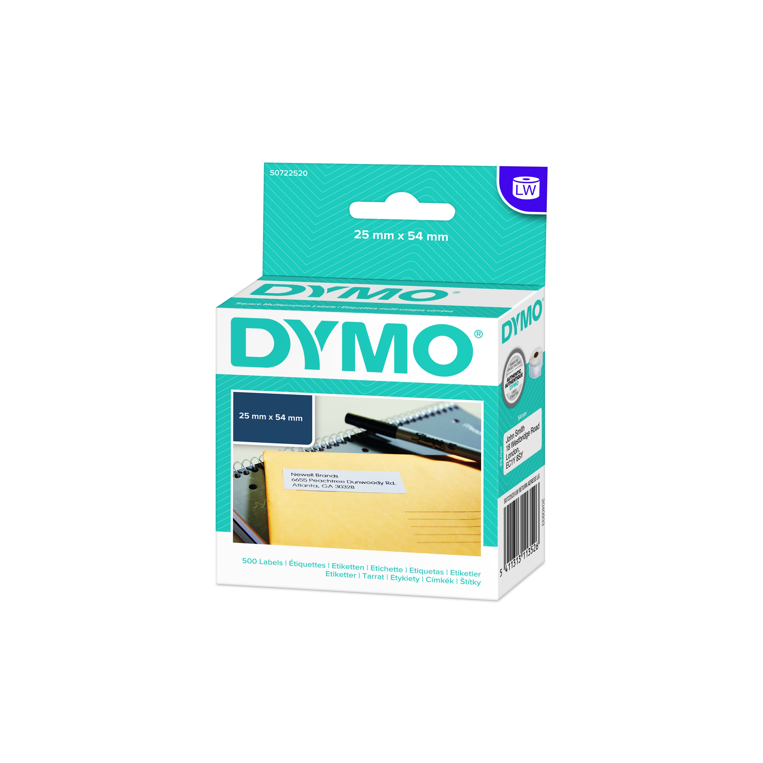 Dymo 11352 Return Address Labels 25x54 mm / 1 inch x 2 1/8 inch