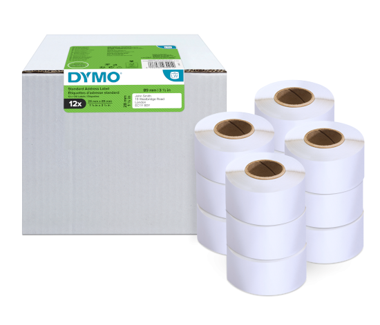 Dymo 2093091 12-pack LW label 99010, 28x89 mm, paper, white, permanent adhesive