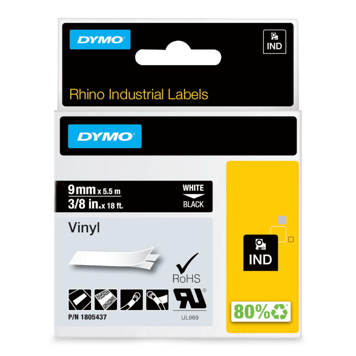 Rhino 1805437 vinyl 9mm black on white