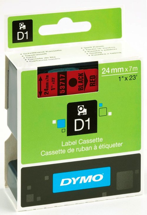 Dymo S0720970 D1 53717 Tape 24mm x 7m Black on Red