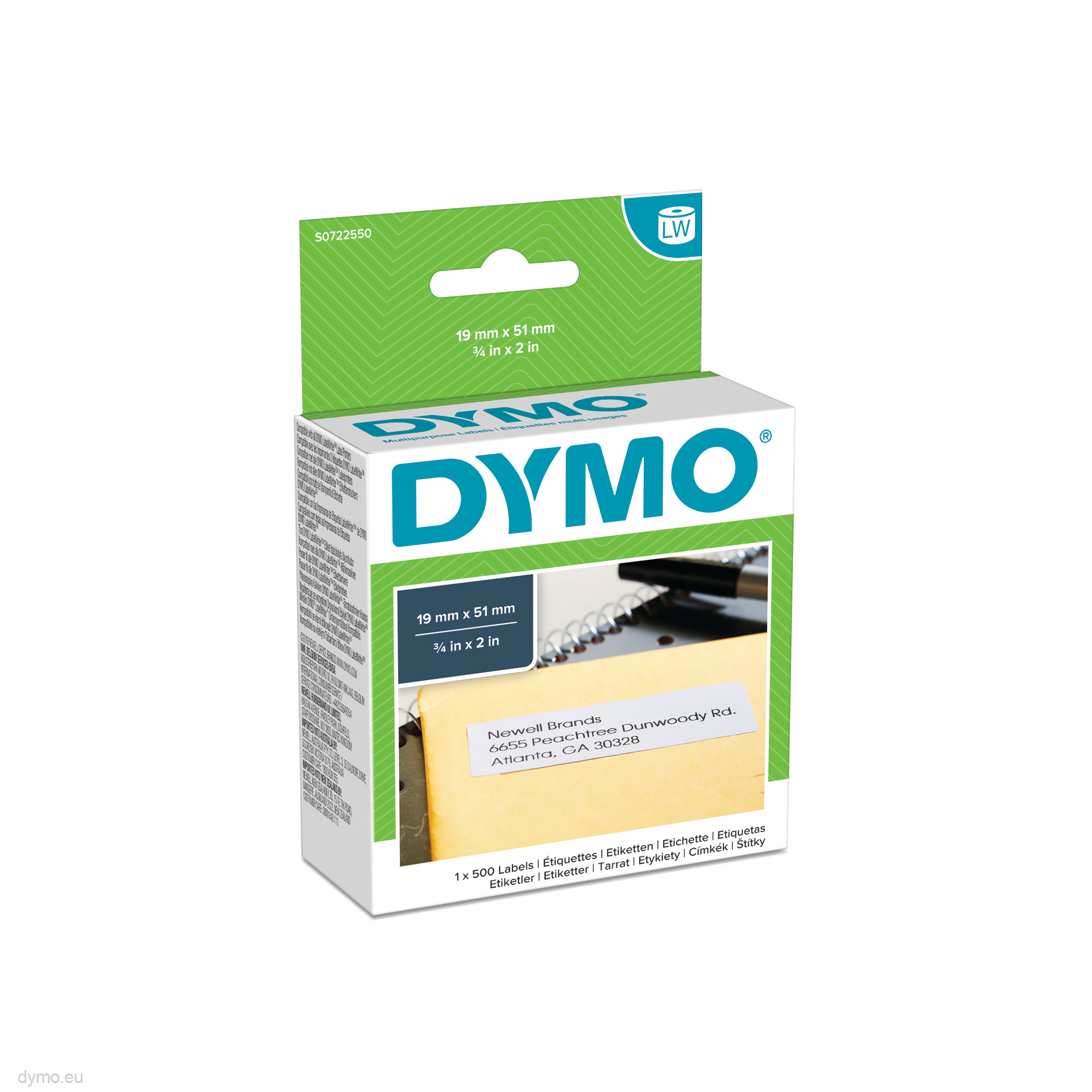 Dymo 11355 / S0722550 compatible labels, 19x51mm, 500 labels, removable