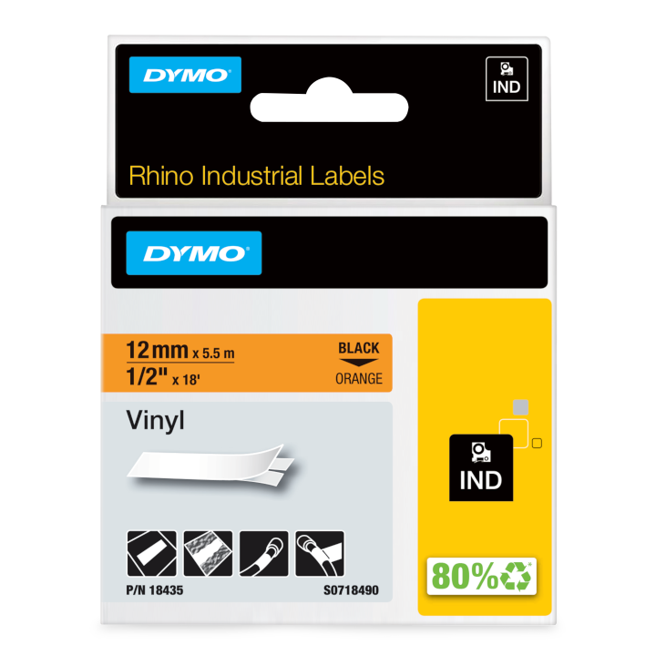 Rhino 18435 Vinyl 12mm black on orange