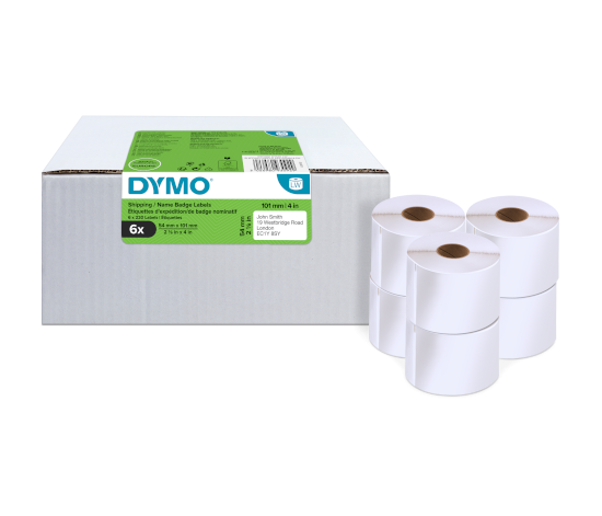 Dymo 2093092 6-pack LW label, 54x101mm, paper, white, permanent (99014)