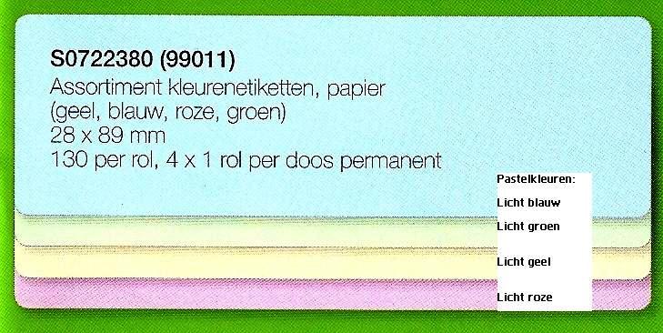 Dymo 99011 Standard Address Labels 28x89mm in 4 Assorted Colours - EOL