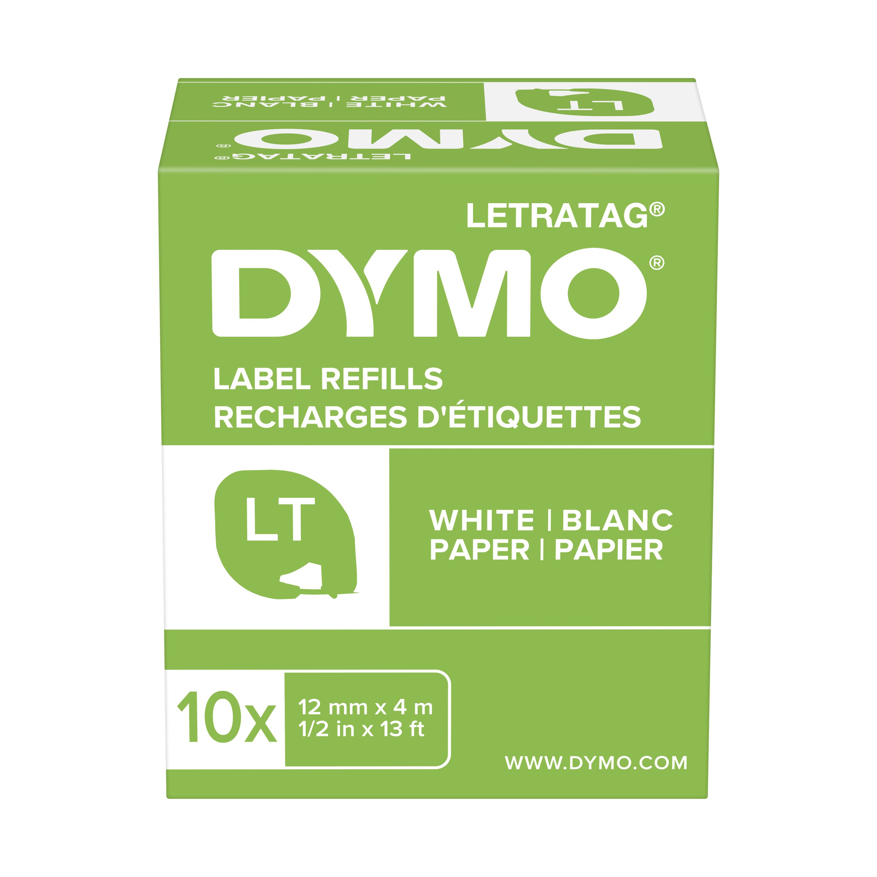 Dymo 91200 LetraTag paper tape black on white 12mm