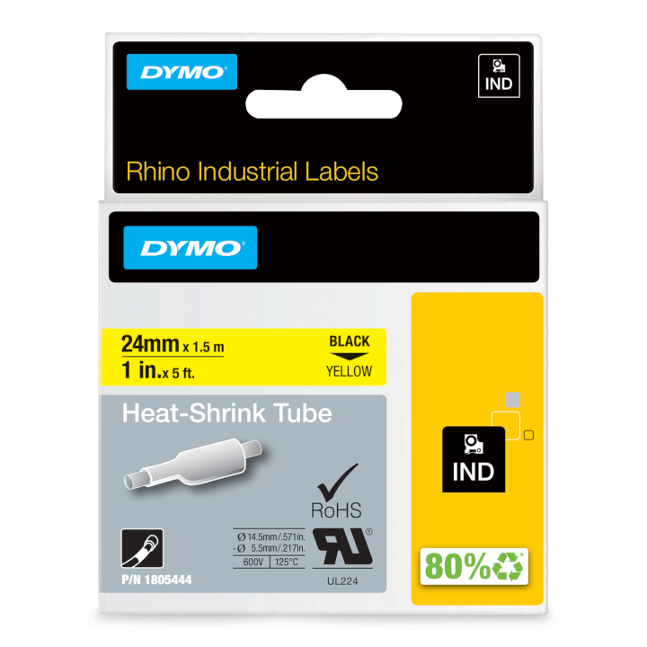 Rhino 1805444 Heat shrink tubing 24mm black on yellow