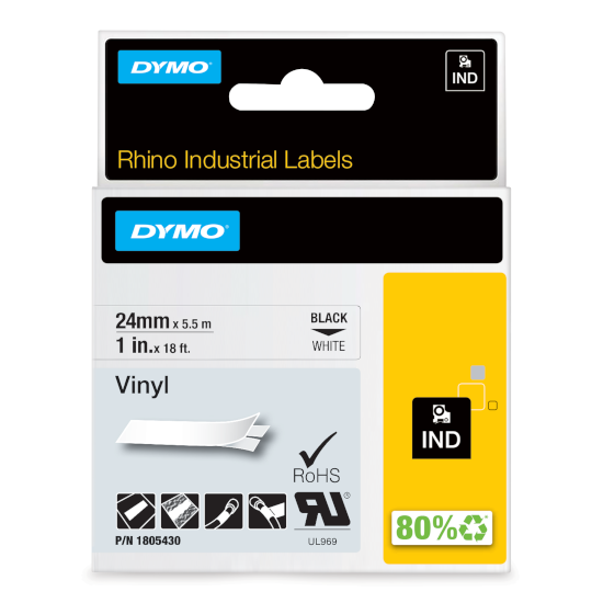 Dymo RHINO 1805430 vinyl black on white 24mm