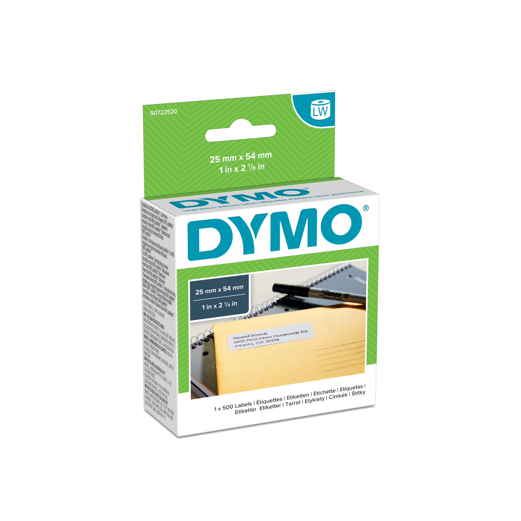 Dymo 11352 Return Address Labels 25x54 mm / 1 inch x 2 1/8 inch