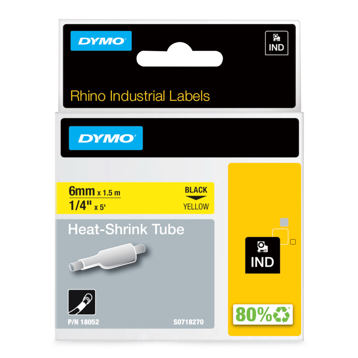 Rhino 18052 Heat shrink tubing 6mm black on yellow