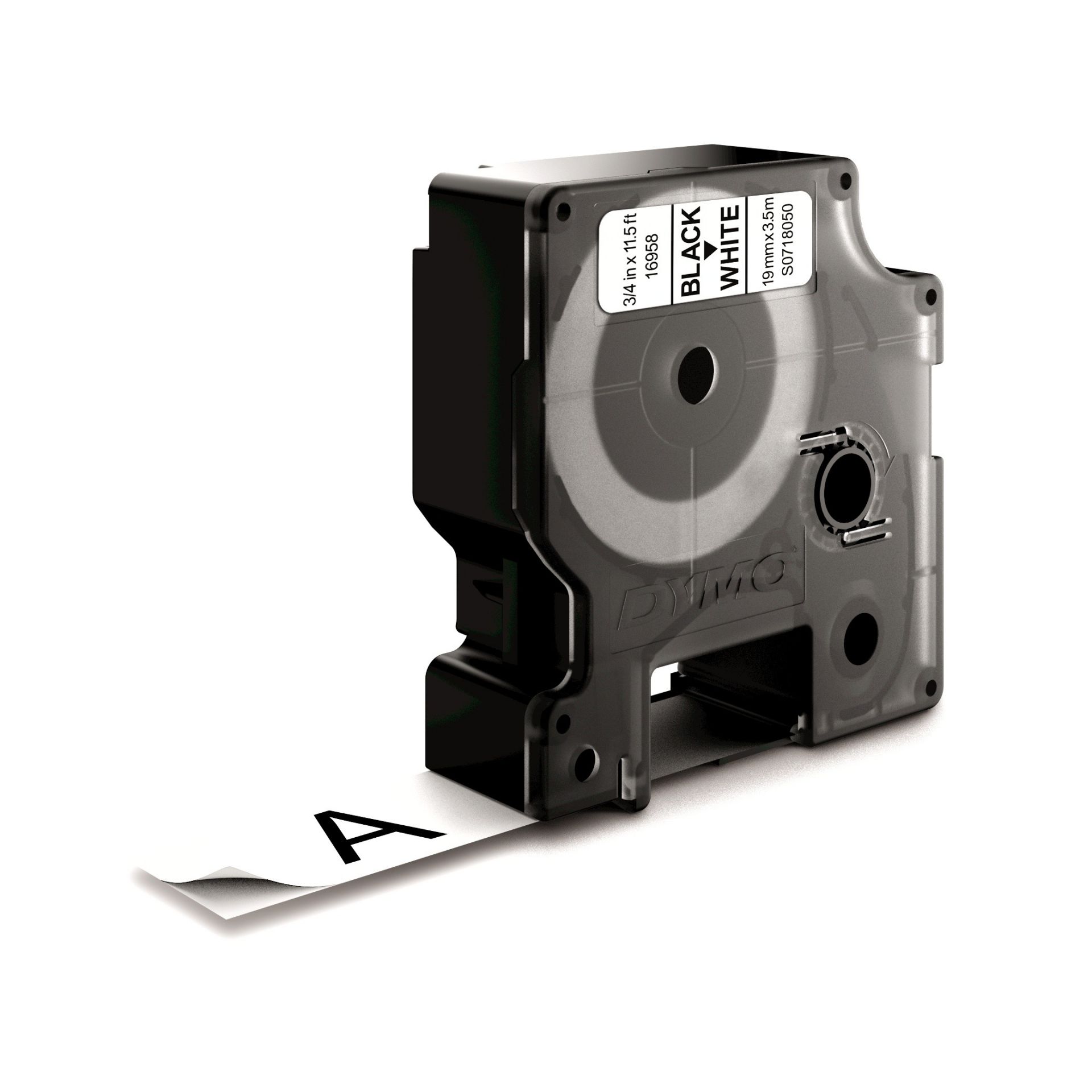 Labeltape Dymo Rhino Industrieel Krimpkous 9MM Zwart Op Wit